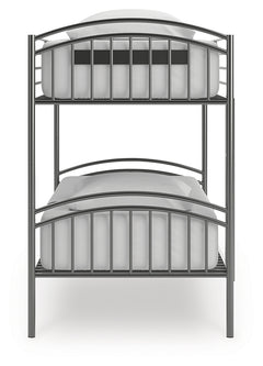 Lanceburg Gray Twin over Twin Bunk Bed and 2 Mattresses - Ornate Home