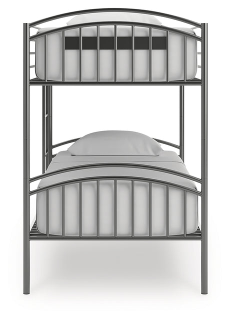 Lanceburg Gray Twin over Twin Bunk Bed and 2 Mattresses - Ornate Home
