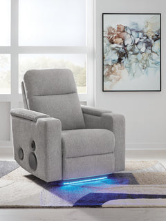 Landdin Pewter Power Glider Recliner with Audio System - Ornate Home