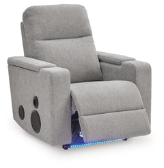 Landdin Pewter Power Glider Recliner with Audio System - Ornate Home