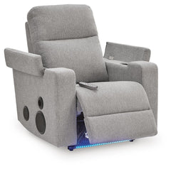 Landdin Pewter Power Glider Recliner with Audio System - Ornate Home