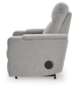 Landdin Pewter Power Glider Recliner with Audio System - Ornate Home