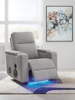 Landdin Pewter Power Glider Recliner with Audio System - Ornate Home