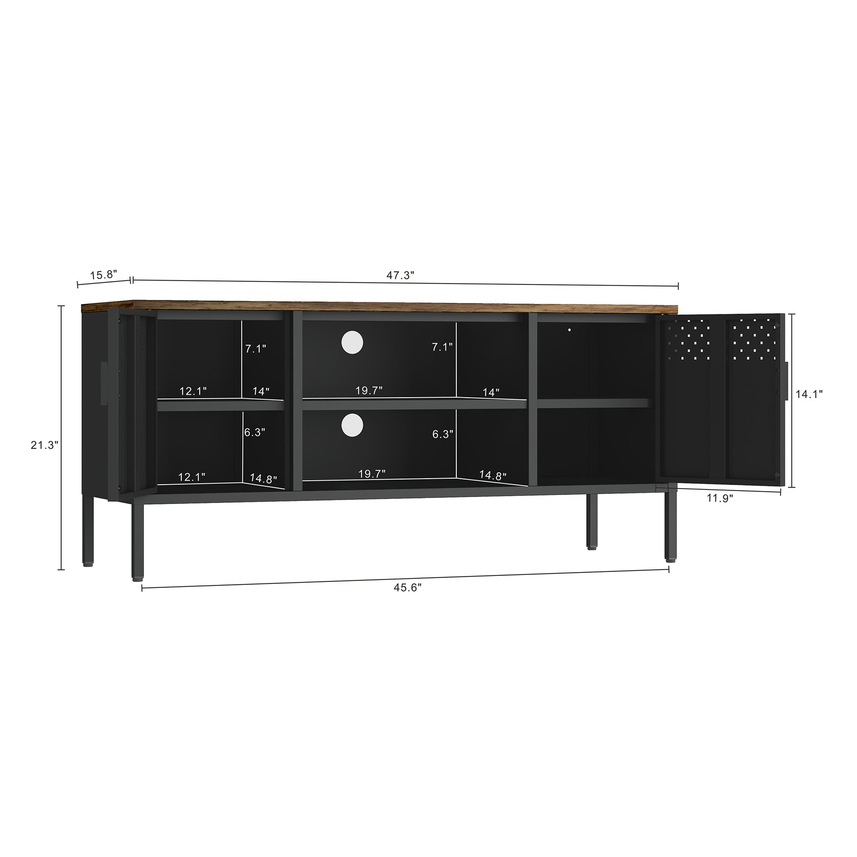 Landen 47" TV Stand in Black - Ornate Home