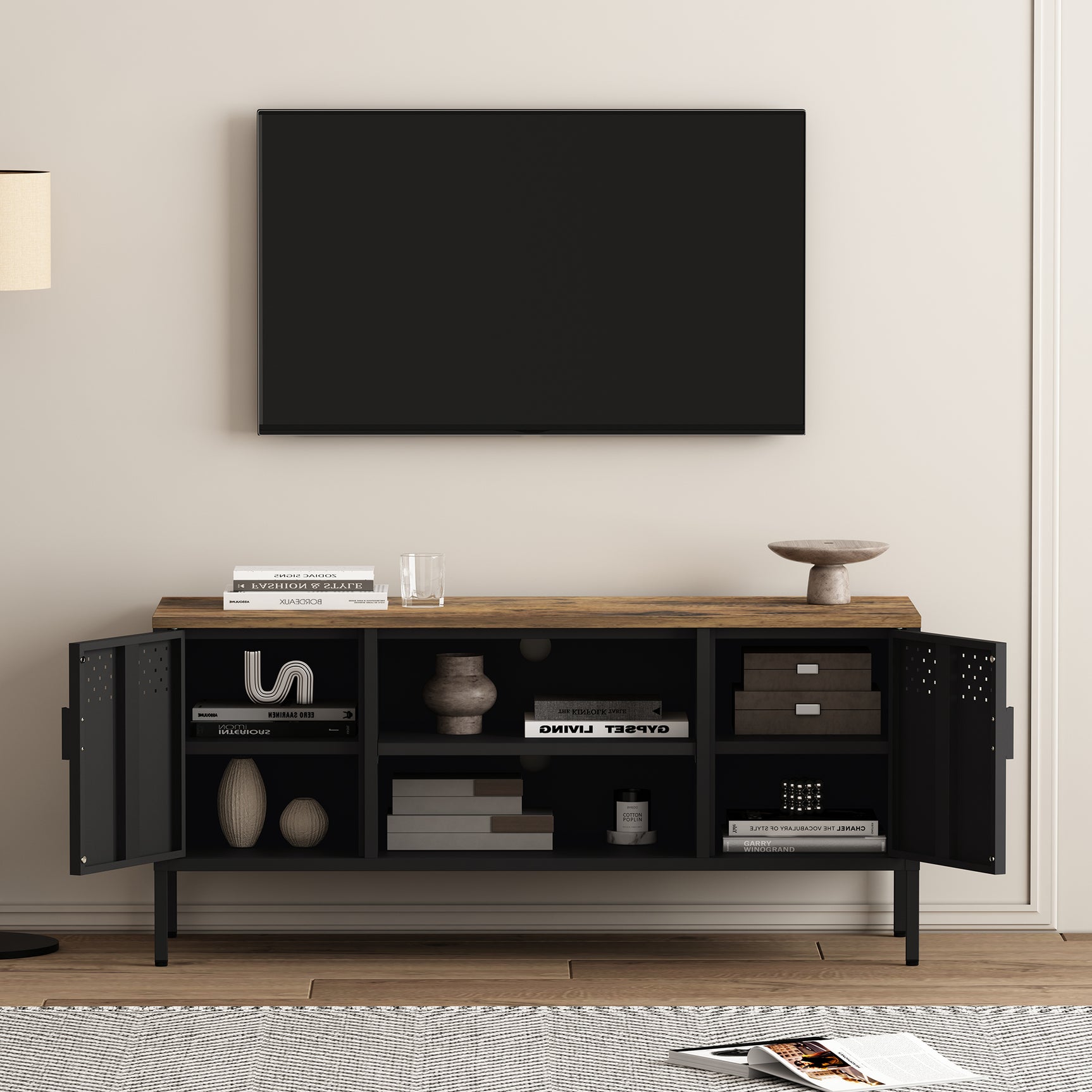 Landen 47" TV Stand in Black - Ornate Home