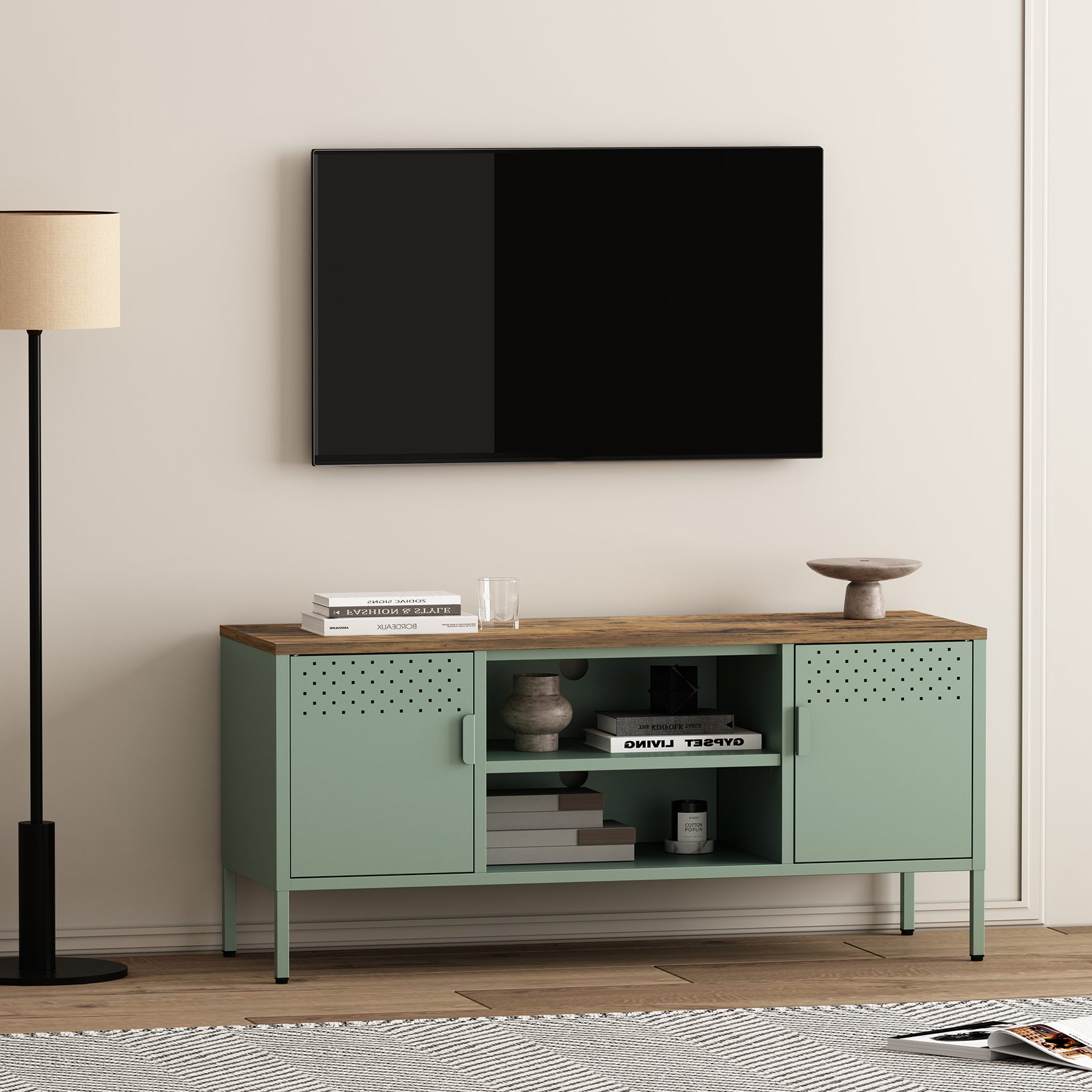 Landen 47" TV Stand in Green - Ornate Home