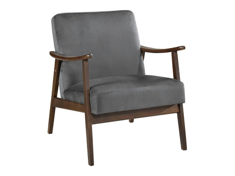 Landers Dark Gray Velvet Accent Chair - Ornate Home