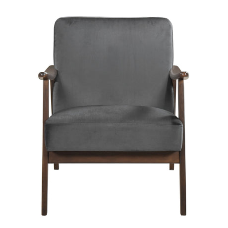 Landers Dark Gray Velvet Accent Chair - Ornate Home