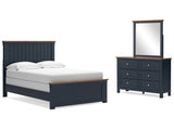 Landocken Brown/Blue Full Panel Bed & Dresser & Mirror - Ornate Home