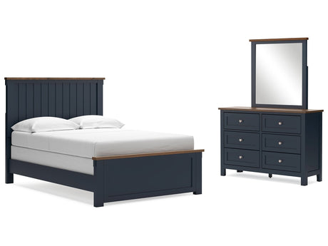 Landocken Brown/Blue Full Panel Bed & Dresser & Mirror - Ornate Home