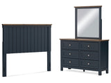 Landocken Brown/Blue Full Panel Headboard & Dresser & Mirror (Online Special Price) - Ornate Home