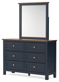Landocken Brown/Blue Full Panel Headboard & Dresser & Mirror - Ornate Home