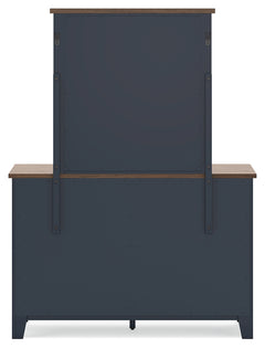 Landocken Brown/Blue Full Panel Headboard & Dresser & Mirror - Ornate Home