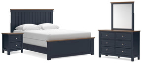 Landocken Brown/Blue Queen Panel Bed, Dresser, Mirror and Nightstand - Ornate Home