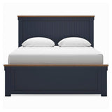 Landocken Brown/Blue Queen Panel Bed, Dresser, Mirror and Nightstand - Ornate Home