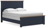 Landocken Brown/Blue Queen Panel Bed, Dresser, Mirror and Nightstand - Ornate Home
