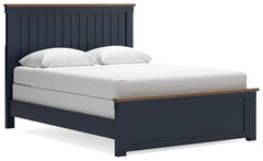 Landocken Brown/Blue Queen Panel Bed, Dresser, Mirror and Nightstand - Ornate Home