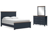 Landocken Brown/Blue Queen Panel Bed, Dresser and Mirror (Online Special Price) - Ornate Home