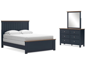Landocken Brown/Blue Queen Panel Bed, Dresser and Mirror (Online Special Price) - Ornate Home