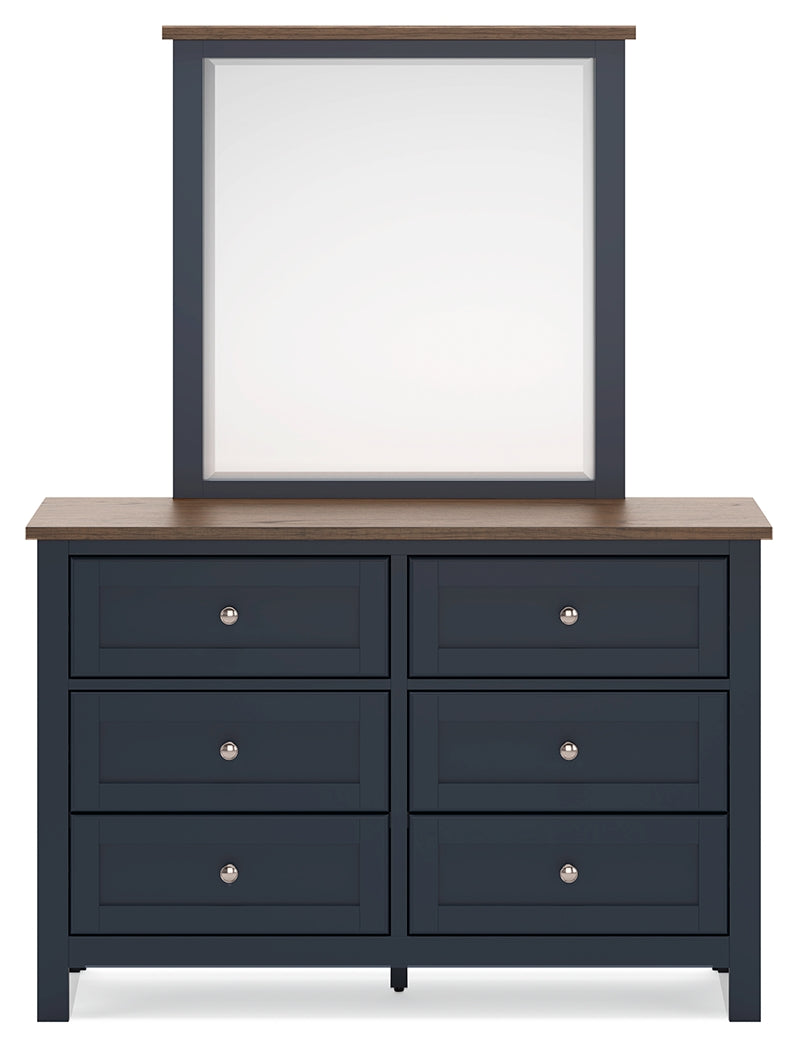 Landocken Brown/Blue Queen Panel Bed, Dresser and Mirror (Online Special Price) - Ornate Home