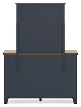Landocken Brown/Blue Queen Panel Bed, Dresser and Mirror (Online Special Price) - Ornate Home