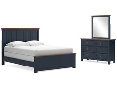 Landocken Brown/Blue Queen Panel Bed, Dresser and Mirror - Ornate Home