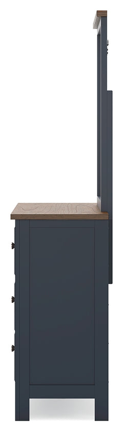 Landocken Brown/Blue Queen Panel Bed, Dresser and Mirror - Ornate Home