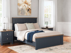 Landocken Brown/Blue Queen Panel Bed, Dresser and Mirror - Ornate Home