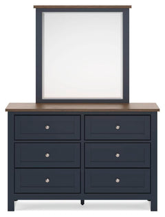 Landocken Brown/Blue Twin Panel Bed, Dresser, Mirror and Nightstand - Ornate Home