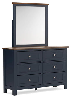 Landocken Brown/Blue Twin Panel Bed, Dresser, Mirror and Nightstand - Ornate Home