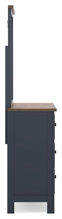 Landocken Brown/Blue Twin Panel Bed, Dresser, Mirror and Nightstand - Ornate Home