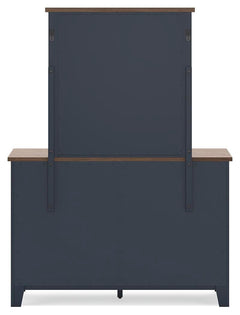 Landocken Brown/Blue Twin Panel Bed, Dresser, Mirror and Nightstand - Ornate Home