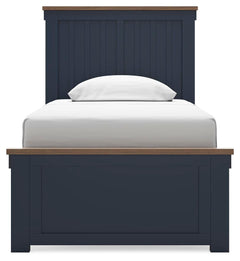 Landocken Brown/Blue Twin Panel Bed, Dresser, Mirror and Nightstand - Ornate Home