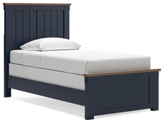 Landocken Brown/Blue Twin Panel Bed, Dresser, Mirror and Nightstand - Ornate Home
