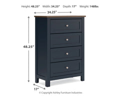 Landocken Brown/Blue Twin Panel Bedroom Set with Chest and Nightstand - Ornate Home