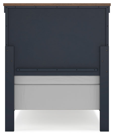 Landocken Brown/Blue Twin Panel Bedroom Set with Chest and Nightstand - Ornate Home