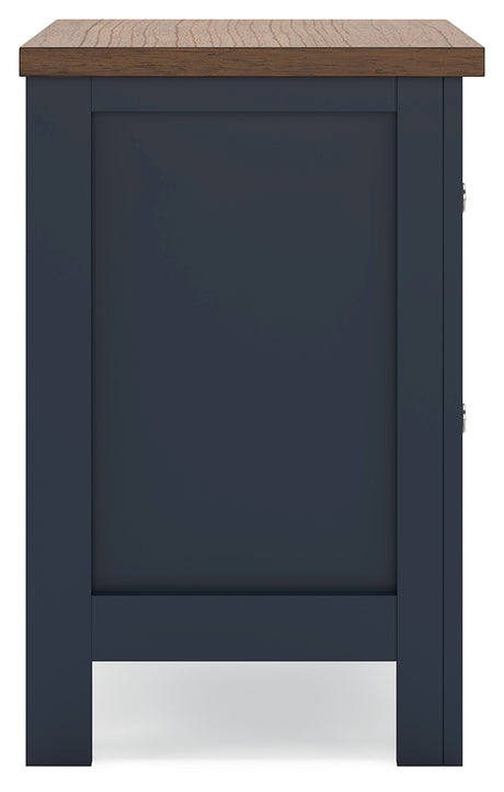 Landocken Brown/Blue Twin Panel Bedroom Set with Chest and Nightstand - Ornate Home