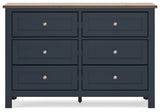 Landocken Brown/Blue Twin Panel Bedroom Set with Dresser, Chest and Nightstand - Ornate Home