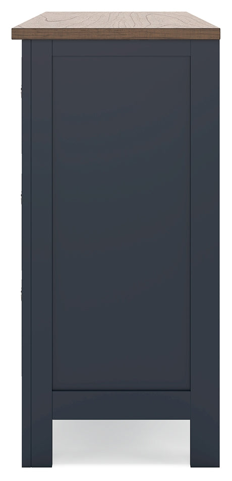 Landocken Brown/Blue Twin Panel Bedroom Set with Dresser, Chest and Nightstand - Ornate Home