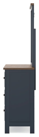 Landocken Brown/Blue Twin Panel Headboard & Dresser & Mirror - Ornate Home