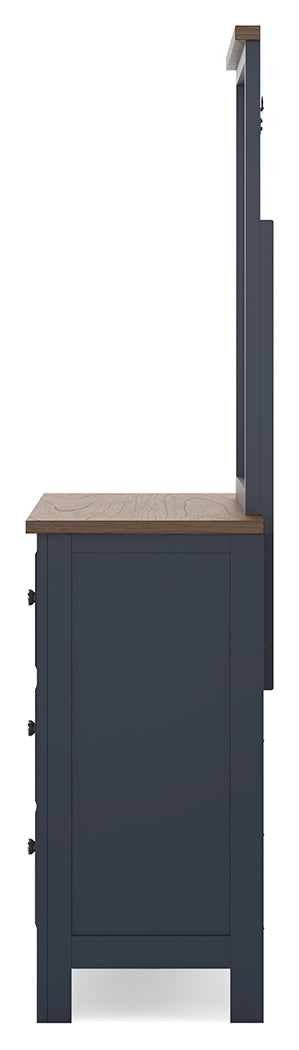 Landocken Brown/Blue Twin Panel Headboard & Dresser & Mirror - Ornate Home