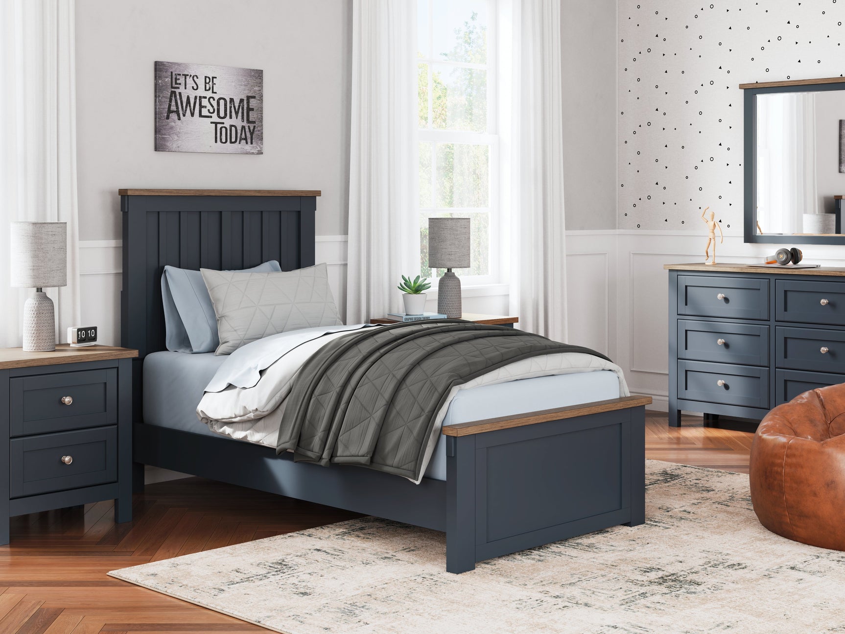 Landocken Brown/Blue Twin Panel Youth Bed - Ornate Home