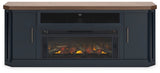 Landocken Two-tone 83" TV Stand with Electric Fireplace (Online Special Price) - Ornate Home