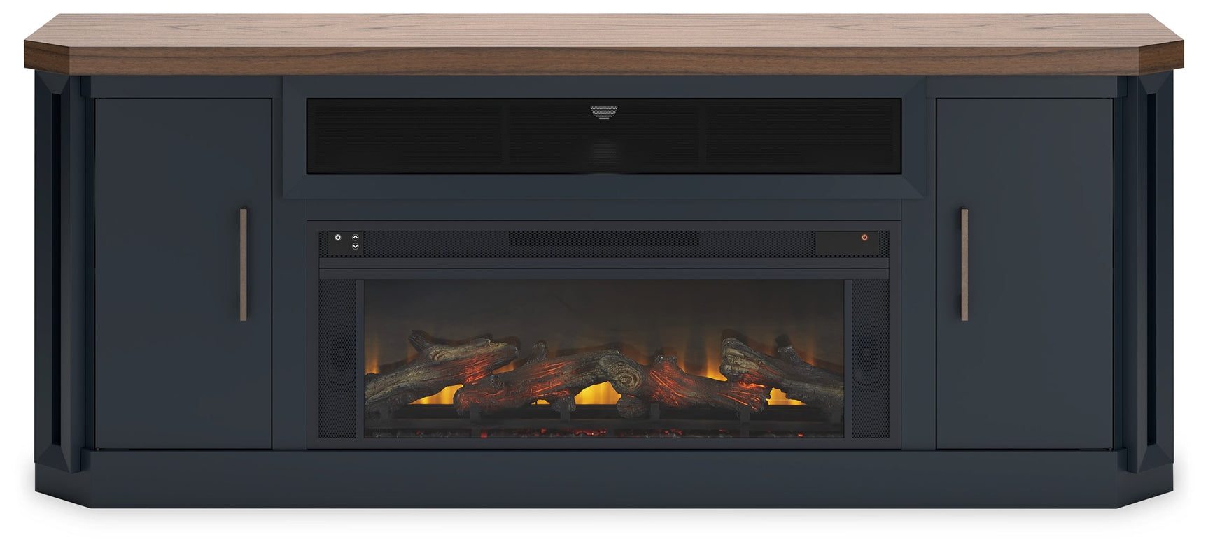 Landocken Two-tone 83" TV Stand with Electric Fireplace (Online Special Price) - Ornate Home