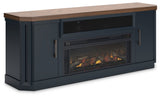 Landocken Two-tone 83" TV Stand with Electric Fireplace (Online Special Price) - Ornate Home