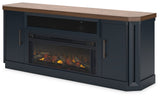 Landocken Two-tone 83" TV Stand with Electric Fireplace - Ornate Home