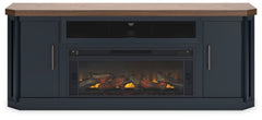 Landocken Two-tone 83" TV Stand with Electric Fireplace - Ornate Home