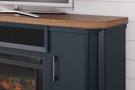 Landocken Two-tone 83" TV Stand with Electric Fireplace - Ornate Home