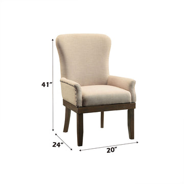Landon Beige Linen & Salvage Brown Dining Chair / 1pc - Ornate Home