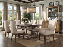 Landon Beige Linen & Salvage Brown Side Chair (Set of 2) - Ornate Home